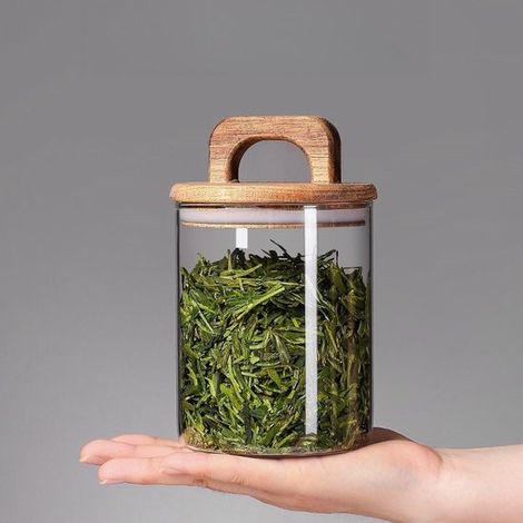 Bocal en verre en forme de pétale, théière hermétique, sucrier alimentaire grande capacité, bocal de rangement rayé, verre rond (1/4)