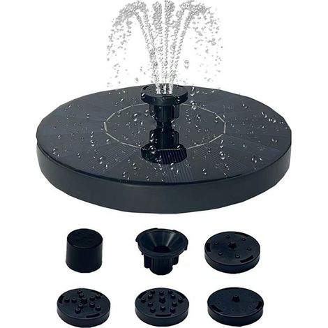 Fontaine de bassin flottante 1,4W panneau polycristallin 150 L/h 40-70 cm hauteur d’eau 6 buses effets de jets (1/5)