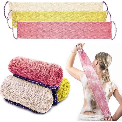Esponja de red africana de 3 piezas con asas, paño de baño exfoliante de red africano largo, esponja de baño, paño de red, red de lavado (1/5)