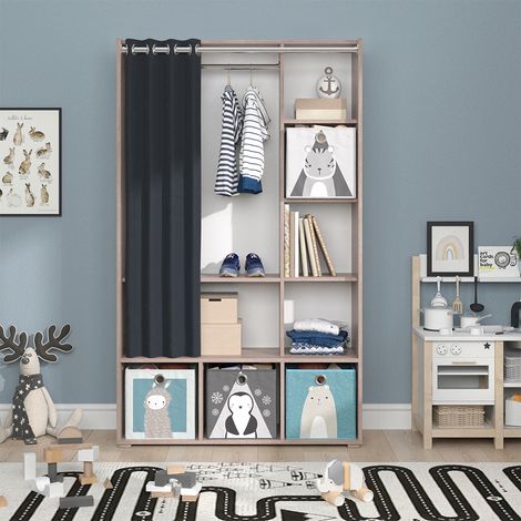 Kinderkleiderschrank Luigi, Sonoma, 105.8 x 178.1 cm Mit Faltboxen (grau), Vicco
