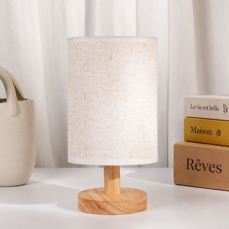 Lampe de Chevet Bois et Lin USB Lumière Chaude - Luminosité Fixe 130 × 130 × 250 cm 500 g – Livraison gratuite (1/3)