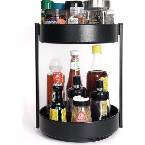 2-stöckiger, um 360° drehbarer Drehteller (Lazy Susan), 25 cm (10 Zoll) Gewürzregal, drehbarer Gewürzhalter, drehbares Tablett für Küche, Schränke, Esszimmer, Badezimmer und Arbeitsplatte