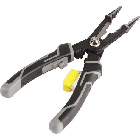 Pince à sertir multifonction grise pour électricien, dénudeuse et coupeuse de fils (1/5)