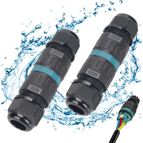 Connecteur Étanche - IP68 - 3 Broches - Pour Câble Terre 9 à 12 mm - Sertissage - Noir - Lot de 2 (1/5)