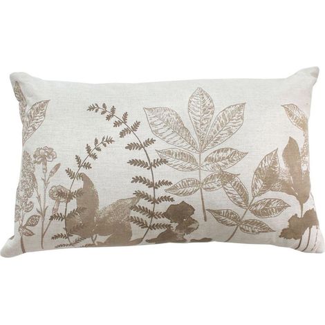 Coussin Déco à Motifs "Natura" 30x50cm Écru (1/3)