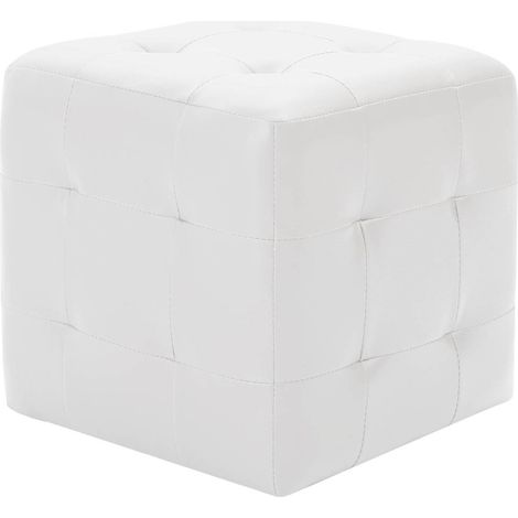 vidaXL Puf 2 unidades cuero sintético blanco 30x30x30 cm (1/2)
