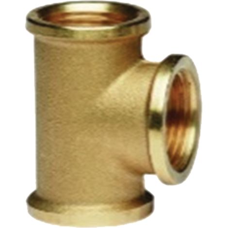 Raccordo a T in ottone, filettatura interna da 1 1/4", tipo BSP, per linea di irrigazione a goccia.