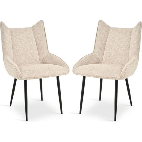 Esszimmerstühle 2er Set Creme Samt, modern, verstellbare Füße (1/5)