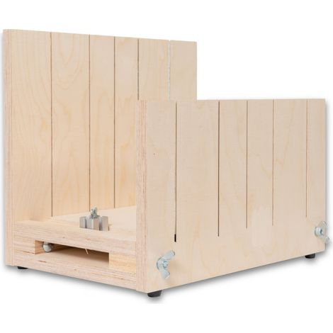 NMC – Boîte à onglets en bois lamellé collé 355 x 335 x 405 – Fixation réglable pour coupes à 45° et 22,5° – 1 pièce