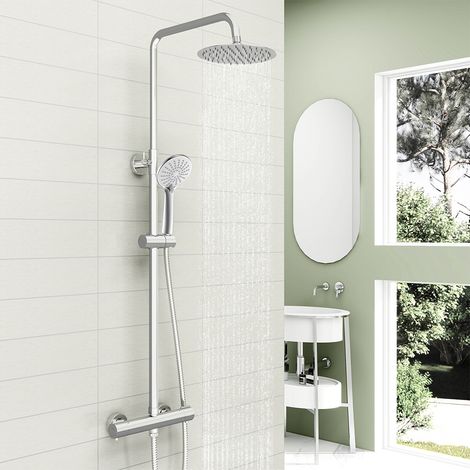 OCEAN ITALY Colonne Doccia Termostatiche, Sistema Doccia con Miscelatore Termostatico Colonna Doccia con Soffione 20x20cm e Doccetta 24x11cm Cromato