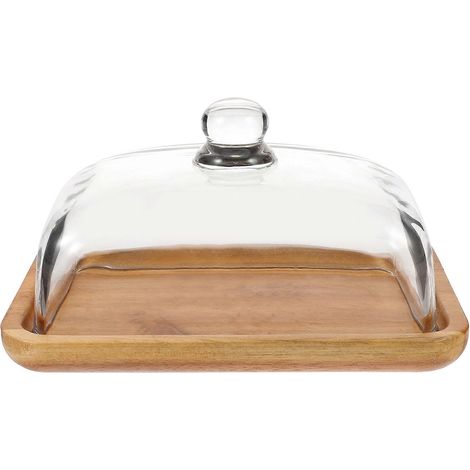 Beurrier en bois avec couvercle en verre, beurrier avec couvercle en verre, plateau à beurre, porte-fromage (1/5)