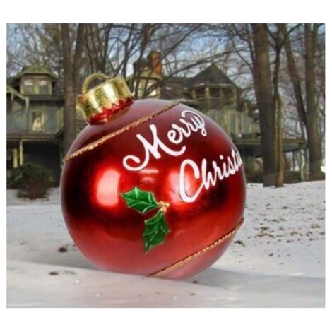 Boule de Noël géante de 60 cm, boule transparente, boules de Noël gonflables géantes, boule décorée de Noël gonflable extérieure, décorations de Noël en PVC,rouge (1/4)