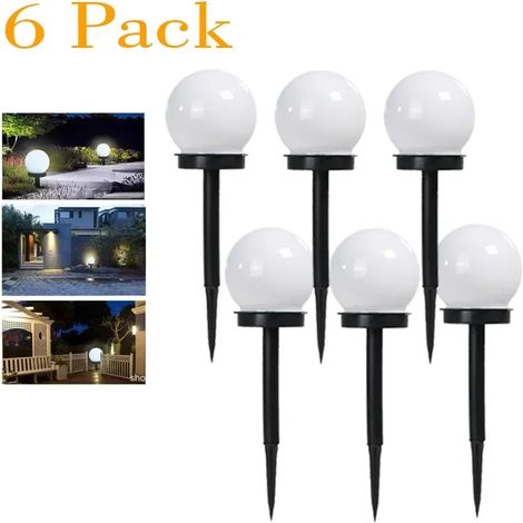 Lot de 6 lampes LED solaires étanches pour jardin, éclairage extérieur, éclairage de rue, guirlande lumineuse solaire, lampe de pelouse ou de cour. (1/5)