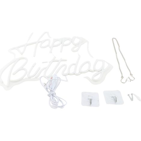 Néon LED blanc chaud gradable USB – Réutilisable joyeux anniversaire lumière fête déco, éclairage (1/4)
