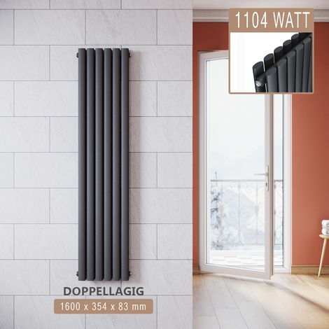 SONNI Radiatore Termosifoni ad Acqua Calda in Acciaio Radiatore a Pannello Bilayer Design Bagno Soggiorno Radiatore Orizzontale Antracite 1600x354mm 1104W (1/5)