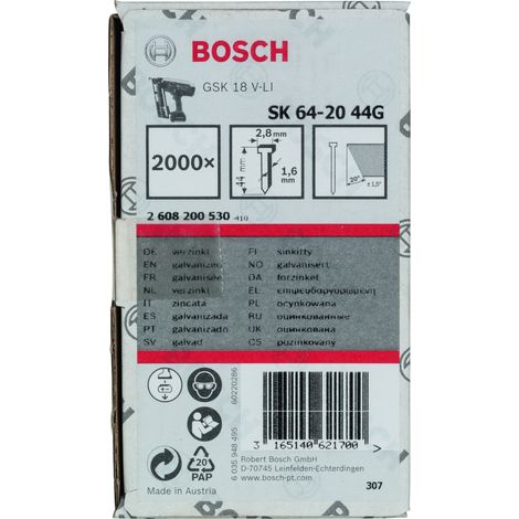 Clavo galvanizado SK64-20:44mm: 2.000uds BOSCH 2608200530
