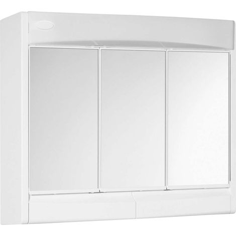 Mobiletto con specchio 60x51x18cm con illuminazione e portalampada, lampada fluorescente T8, 1x15W 230 V, Saphir - Alta qualità (1/3)