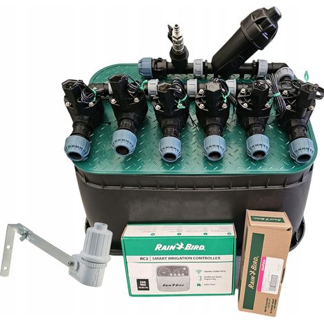 Kit Rain Bird a 6 sezioni: collettore con filtro e compressore, RC2, RSDBex, pozzetto, PE 25 (1/5)