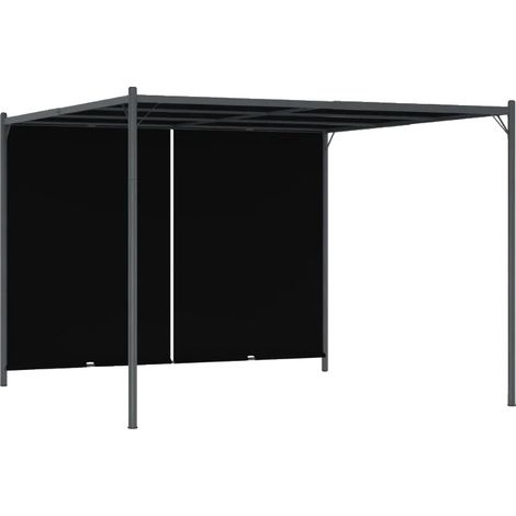 Gartenpergola, einziehbares Dach, einfache Montage, schwarz (1/2)