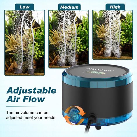 Pompe à Air d'Aquarium Réglable à Double Sortie Bulleur Ultra Silencieux pour Aquarium et Bassin de Poissons (1/5)