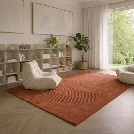 Tapis design ContourLuxe - Designertapis - 180x120cm, Rectangular - 100% Laine vierge - Tufté main - Marron