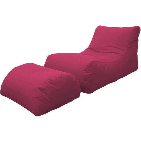 Dmora Chaise Longue moderna da soggiorno, Made in Italy, Poltrona con poggiapiedi in Nylon, Pouf imbottito per camera da letto, cm 120x80h60, colore Fucsia, con imballo rinforzato