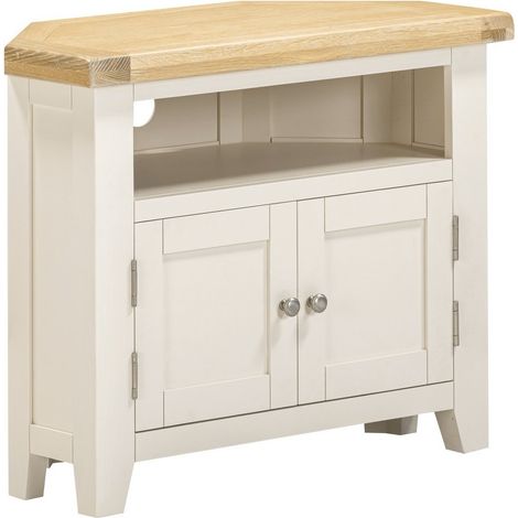 Windsor Corner TV Unit - L40 x W80 x H65 cm - Ivory/Oak