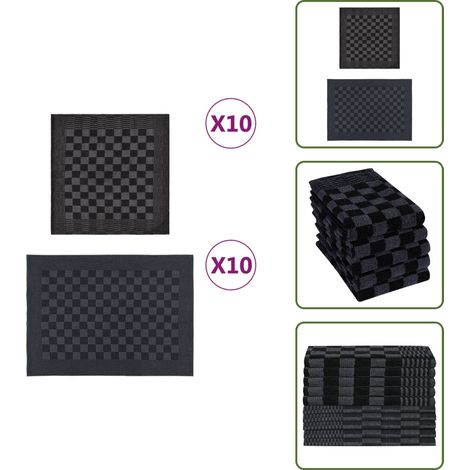 20-tlg. Handtuch-Set Schwarz und Grau Baumwolle - Küchenhandtücher - Gastgewerbehandtücher - Baumwollhandtücher - Schwarze Handtücher - Graue Handtücher (1/5)