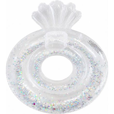 Bouée gonflable en forme de coquillage avec paillettes, transparente, 20 à 35 kg, pour enfants.-AquaForge