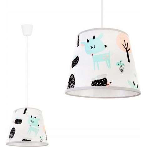 Lampe Suspendue - Abat-jour Tissu Bleu Clair et Orange - Douille E27 - Design Classique Moderne - 1 Source Lumineuse (1/4)