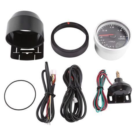 Universal 60mm LED Turbo Boost Meter Gauge Black Shell Auto Racing Car 0-200 Kpa (1/5)