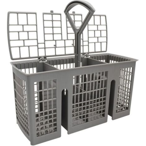 Pair Panier à couverts, pour lave-vaisselle Siemens Bosch, 220 x 115 x 90 mm, gris, poignée ronde amovible, compartiment à couverts pour de nombreux lave-vaisselle