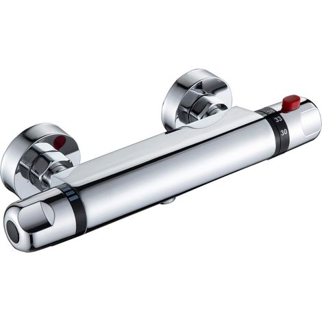 Robinet de douche thermostatique chromé moderne Robinet de douche thermostatique anti-brûlure Pommeau de douche (1/5)