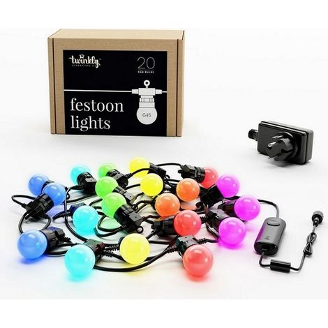 Twinkly Festoon: Guirlanda di Luci a Lampadine LED RGB Controllata tramite App, Lunghezza di 10 Metri con 20 LED, Perfetta per Decorazioni Festive (1/5)