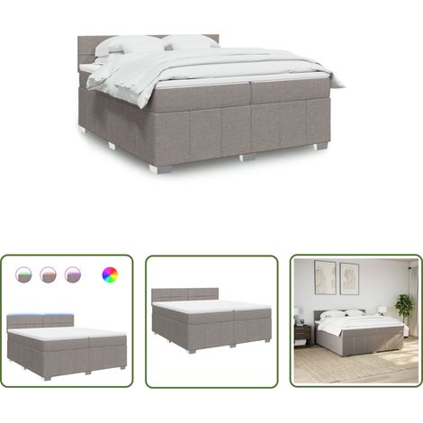 vidaXL Boxspringbett mit Matratze Taupe 200x200 cm Stoff