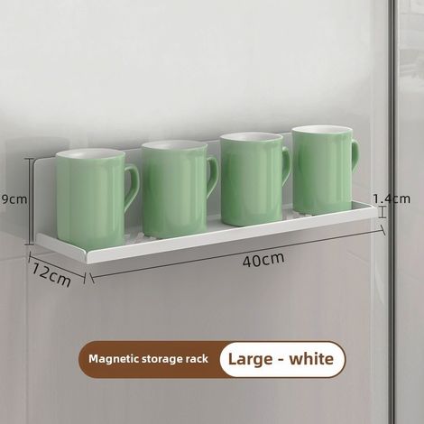 Estante magnético para frigorífico, estante lateral para vasos sin necesidad de taladrar, multifuncional (40 cm [blanco])