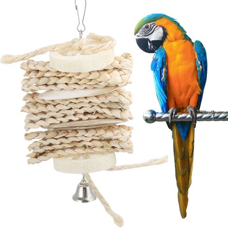 Jouet à mâcher pour oiseau, balle de maïs naturelle suspendue, luffa, morsure, ronge pour inséparable (1/5)
