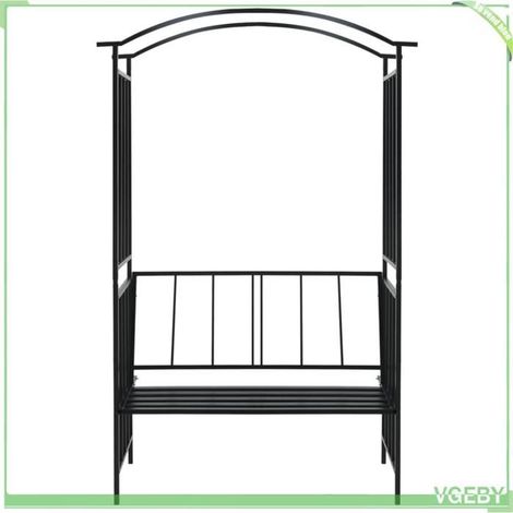 Voûte de jardin avec banc - FAFEICY - 47093 - Noir - 128x50x207 cm - Fer enduit de poudre (1/5)