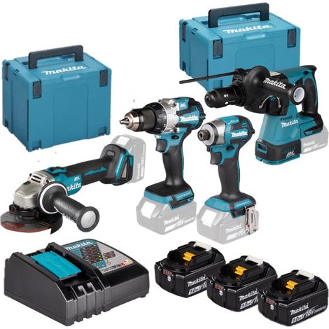 Makita zestaw combo 18v dlx4196jx1 (ddf489, dga504, dtd173, dhr243) 3x5,0ah 2xmp