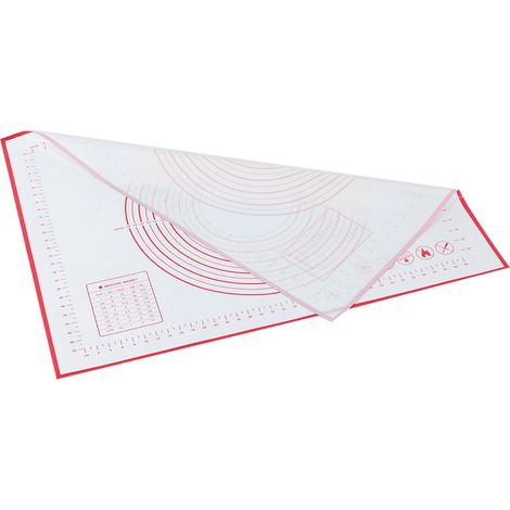 Tapis de pétrissage en silicone antidérapant avec graduations, accessoire de cuisine et de pâtisserie (60 x 80 x 0,4 cm, rouge) (1/5)