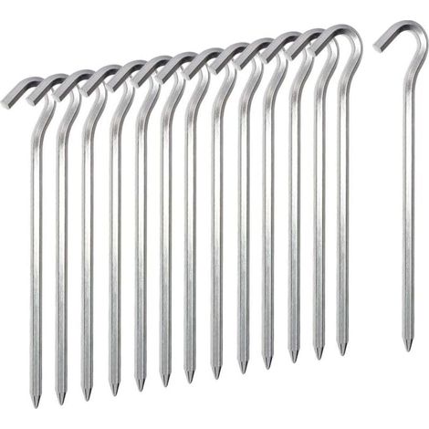 Piquet de tente 14 PCS, crochets de tente en métal de 18 cm, tente légère en alliage d'aluminium Piquets de sol durs piquets de jardin clous pour auvent de camping bâche de filet de voyage (1/4)