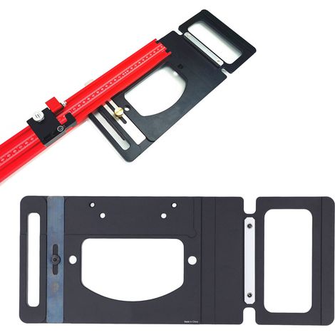 Rail de scie circulaire MK1 365 mm pour le travail du bois avec plaque de positionnement à angle droit en aluminium massif, limite d'extension du rail de guidage réglable à 90 degrés, compatible avec (1/5)