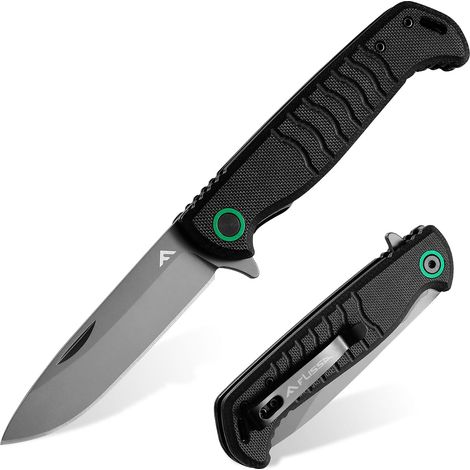 Couteau de Poche Multifonction avec Lame en Acier Inoxydable, Manche Ergonomique en G10, Clip de Ceinture, Couteau Pliant pour Randonnée et Usage Domestique (1/5)