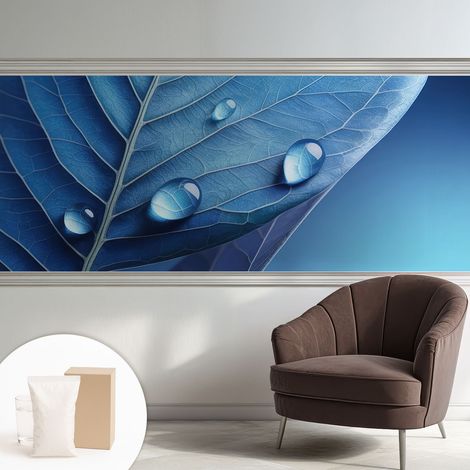 Papier peint intissé pour salon chambre à coucher peint imprimé Installation facile - Colle incluse gratuite Feuille bleue 250x104 cm (1/5)