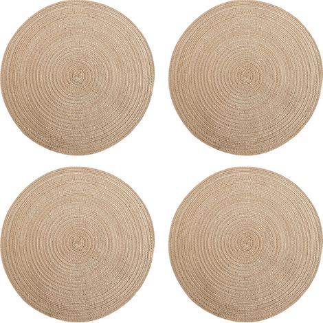 Tapis Rond En Coton Tissé - Sous-Plat Isolant Pour Cuisine - Protection Table Et Comptoir - Lot De 4 (1/5)