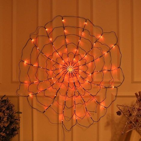 Toile d'araignée lumineuse à LED pour Halloween, 1,2 m, 96 LED violettes, éclairage pour fenêtre, intérieur ou extérieur, pP201 (1/4)