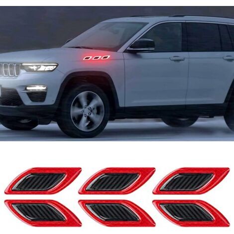 6 PCS Autocollant 3D à Bandes réfléchissantes, Autocollant réfléchissant pour Capot de Voiture,Autocollants réfléchissants à Haute intensité pour la visibilité de Nuit pour Voiture SUV (Rouge) (1/5)