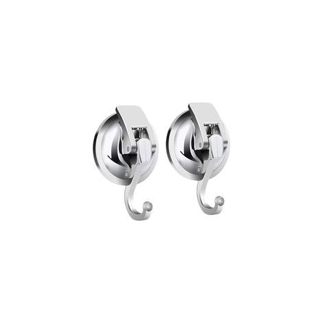 Set di 2 potenti ganci a ventosa, porta asciugamani, ganci a ventosa da parete per bagno, cucina, doccia, finestra, vetro, argento - Crezuo