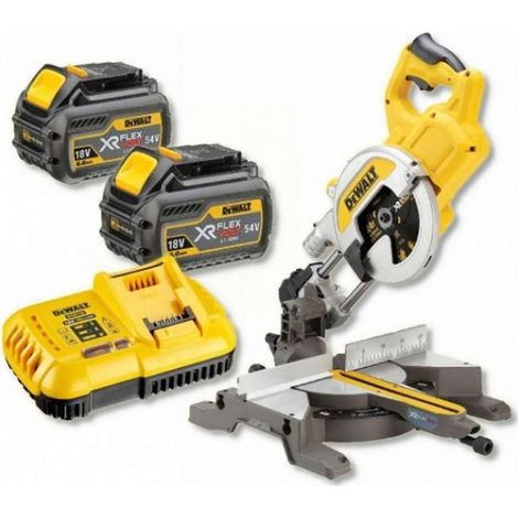 DEWALT Gehrungssäge - FLEXVOLT - 54 V XR 2 Batterien 6.0Ah, Ladegerät - DCS777T2