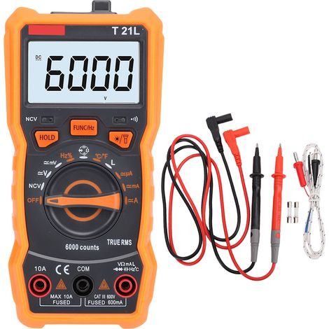 GARRYFIZH Multimètre numérique 6000 comptes, voltmètre testeur NCV, LCD, pour tension/courant/résistance/capacité/fréquence CA/CC (1/5)
